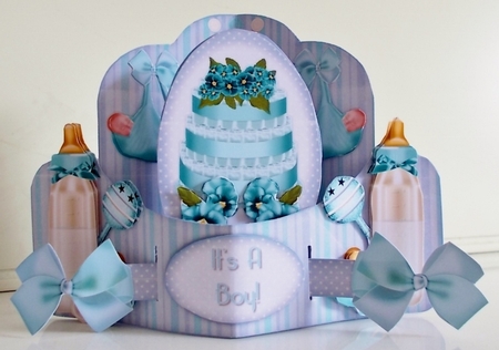 New Baby Boy 1 - Push n Pull Card Kit by Pam Stubley