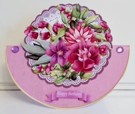 Purple flowers rocker card by Pam Stubley