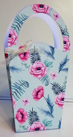 LARGE ROUND TOP GIFT BAG - WILD POPPIES 3 by Pam Stubley