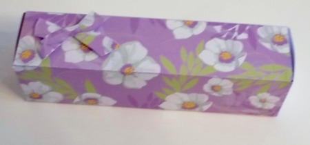 LONG GIFT BOX - WHITE AND PURPLE FLORAL by Pam Stubley