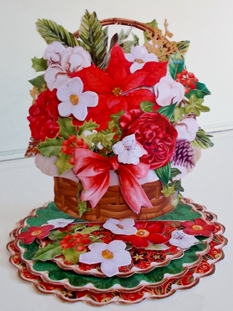 Crimson Christmas 3d Shaped Easel Card and Envelope Kit. by Pam Stubley