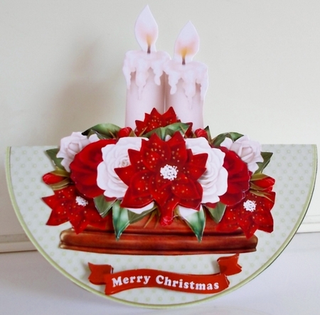 Christmas Poinsettias and Candles Rocker Card by Pam Stubley