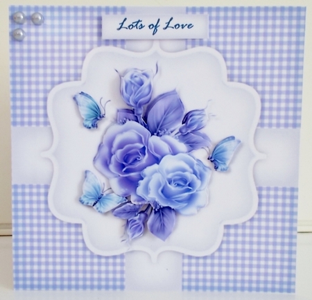 Pretty Roses In Blue Quick Card by Pam Stubley