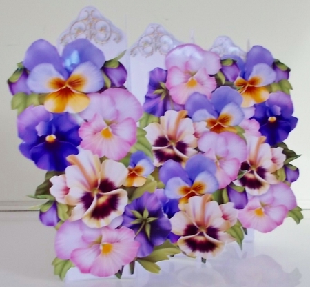 Pansy Perfection - Concertina Card Kit With Greetings Tags and Matching Envelope by Pam Stubley