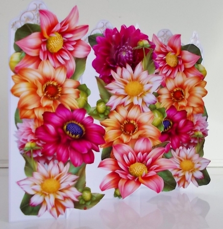 Delicious Dahlias - Concertina Card Kit With Greetings Tags and Matching Envelope by Pam Stubley