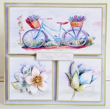 Bicycle and flowers 6x6 card by Pam Stubley