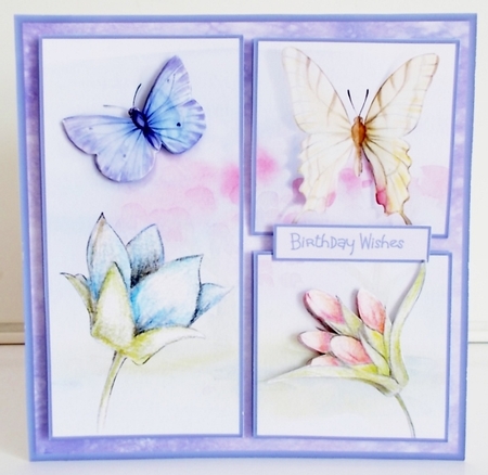Butterfly and flowers 6x6 card  by Pam Stubley