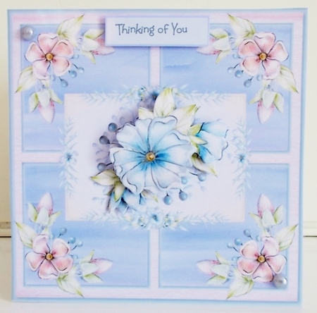 Spring blue flower 6x6 card by Pam Stubley