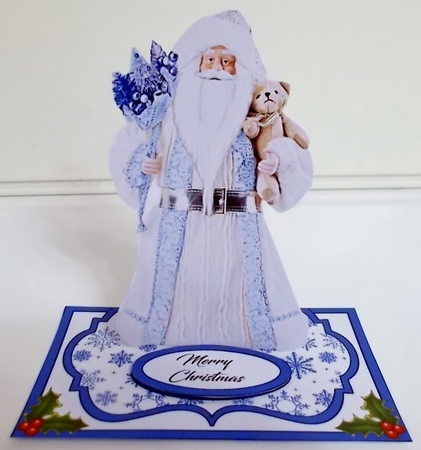 Small easel Santa (blue) by Pam Stubley