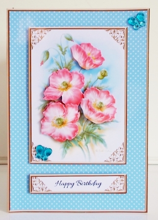 Birthday - Lovely Rob Pohl Poppies Topper (Blue) by Pam Stubley