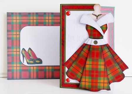 Womens Christmas Dress 02 - Decoupage Card Kit by Pam Stubley