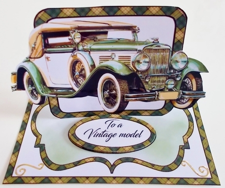Small easel Old green car by Pam Stubley