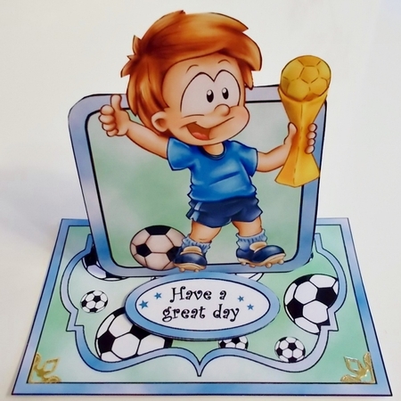 Small easel Football Champion (Blue) by Pam Stubley