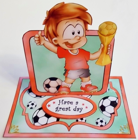 Small easel Football Champion (Red) by Pam Stubley