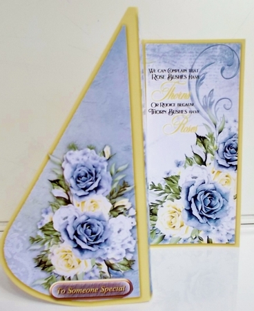 Tear Drop Blue and Yellow Roses Card by Pam Stubley