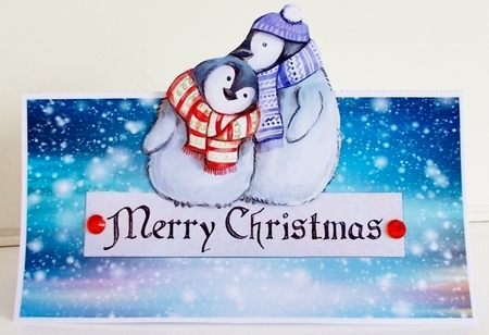 Over The Edge Penguin Christmas Shaped Card by Pam Stubley