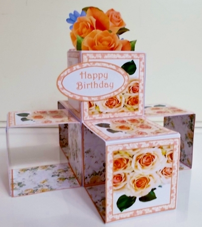 Cube pop-ups Peach Roses by Pam Stubley