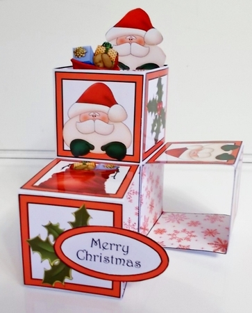 Cube pop-ups Santa & his sack by Pam Stubley