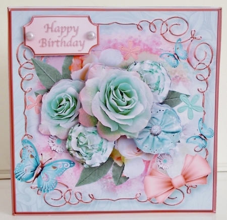 Aqua Posy - Decoupage Card Mini Kit by Pam Stubley