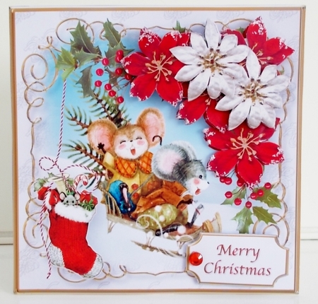 Sledging Mice - Decoupage Card Mini Kit by Pam Stubley