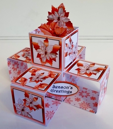 Cube pop-ups Red Poinsettias by Pam Stubley