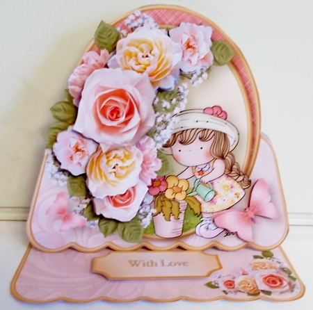 Tending the Flowers - Shaped Easel Card Mini Kit by Pam Stubley