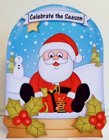 3D Shaped Christmas Snow Globe Card Kit - Santa has lots of Presents! by Pam Stubley
