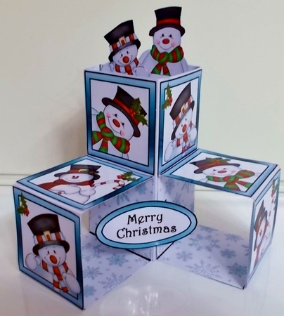 Pop-up cube Snowmen by Pam Stubley
