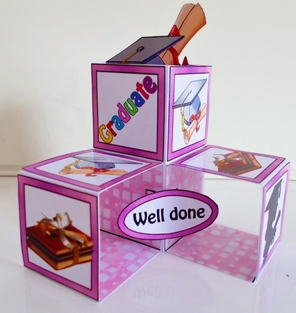 Pop-up cube Graduate (Female) by Pam Stubley