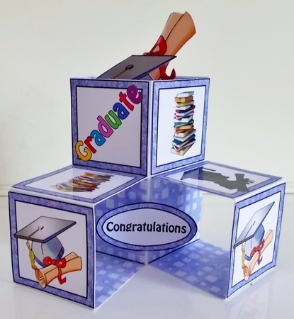 Pop-up cube Graduate (Male) by Pam Stubley