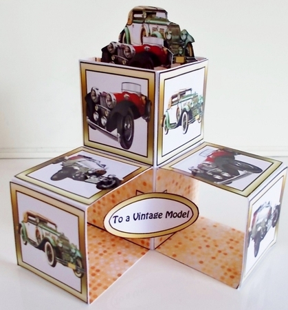 Pop-up cube Vintage Cars by Pam Stubley