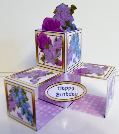 Pop-up cube Lilacs by Pam Stubley