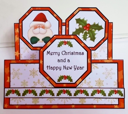 Double Tent Santa & Holly by Pam Stubley