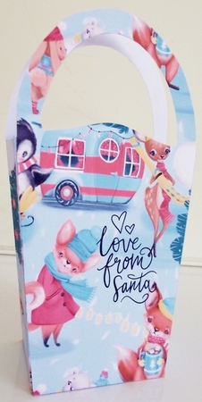 LARGE ROUND TOP GIFT BAG - LOVE SANTA ANIMALS by Pam Stubley