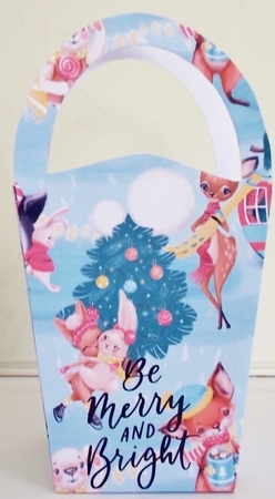 LARGE ROUND TOP GIFT BAG - MERRY AND BRIGHT ANIMALS by Pam Stubley