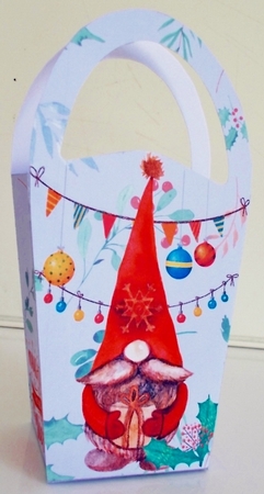 LARGE ROUND TOP GIFT BAG - NAUGHTY RED GNOME by Pam Stubley