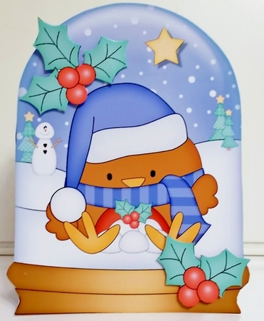 3D Shaped Christmas Snow Globe Card Kit - Robin has a Christmas Cracker by Pam Stubley