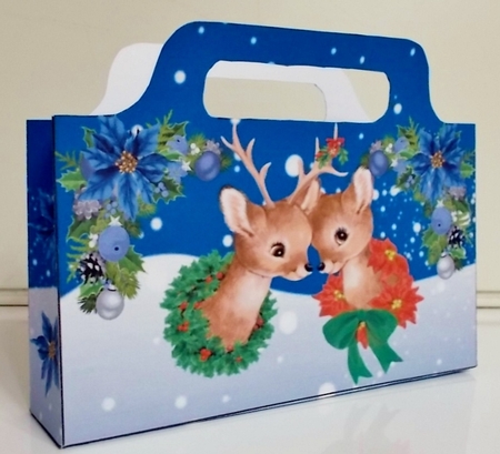 Pretty tote  bag  with snow scene and reinders  by Pam Stubley