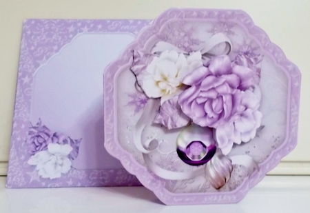 Roses and Baubles - 5 in x 5 in  Shaped Card & Envelope Mini Kit by Pam Stubley