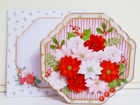 Christmas Posy - 5 in x 5 in  Shaped Card & Envelope Mini Kit by Pam Stubley