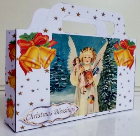 Lovely Angel with gold stars and bells tote bag (three) by Pam Stubley