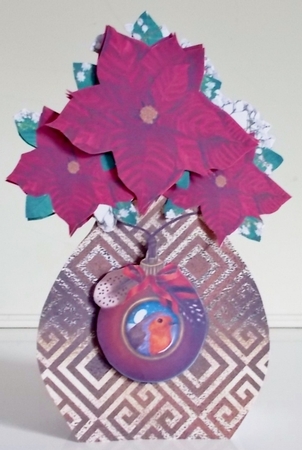 Poinsettia Christmas Vase Shaped Card by Pam Stubley