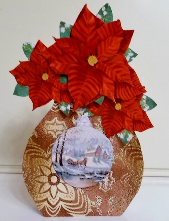 Poinsettia Christmas Vase Shaped Card 2 by Pam Stubley