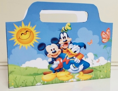 mickey with friends, in the meadow tote bag by Pam Stubley
