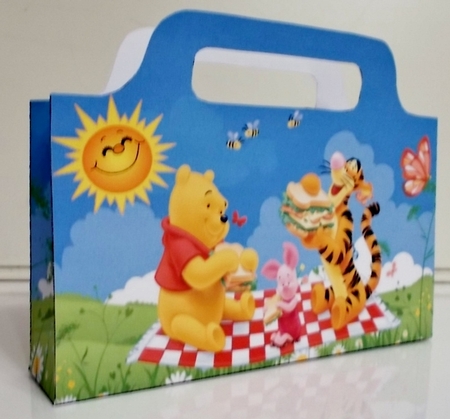 pooh bear with friends picnic, in the meadow tote bag by Pam Stubley