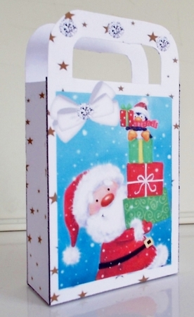Lovely gold star gift box with santa and presents by Pam Stubley