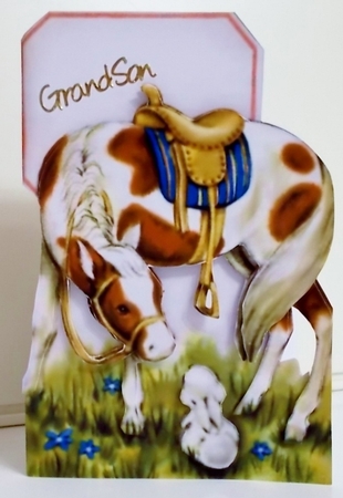 Vintage Horse and Rabbit Card by Pam Stubley