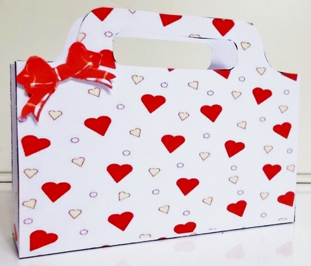 Lovely big red hearts tote gift bag with bow by Pam Stubley