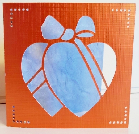 HEART WITH BOW SQUARE CARD by Pam Stubley
