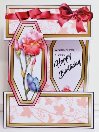 Open front Pink Irises Bday by Pam Stubley